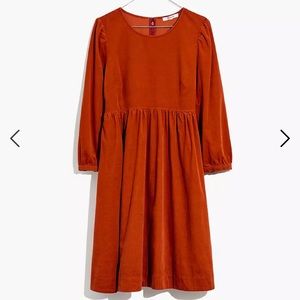 Madewell Corduroy Puff-Sleeve Mini Dress